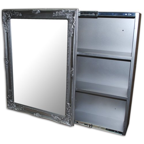 Spiegelschrank Silber | Badmöbel silber | Badschrank silber | Badschrank 80x60 cm 