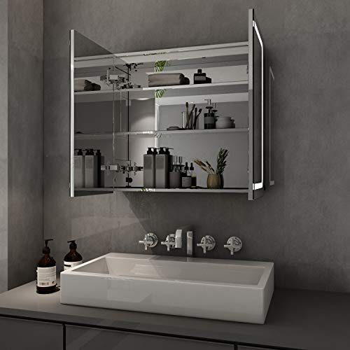 Elegant Bad Spiegelschrank mit Beleuchtung LED Licht Badezimmer